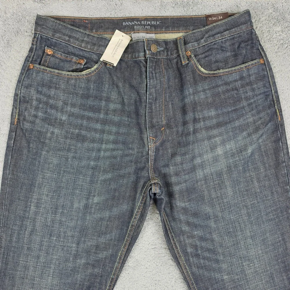 Banana Republic Bootcut Jeans Men 34x30 Dark Wash Blue Cotton Western Cowboy NWT